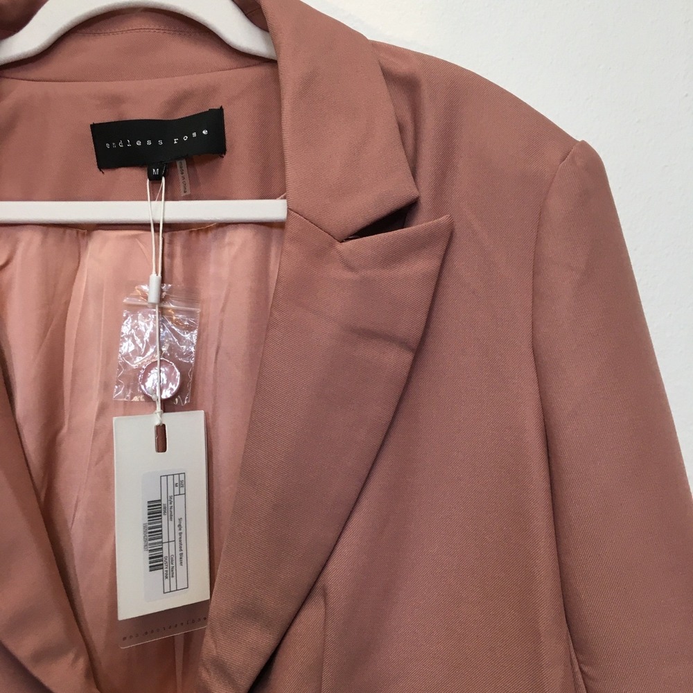 Endless Rose Single Breasted Blazer Women's M Dusty Pink Barbiecore Office Chic - Picture 7 of 16